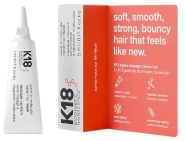 K18 מסכה מולקולרית ללא שטיפה | תיקון שיער ב‑4 דקות 5 מ"ל